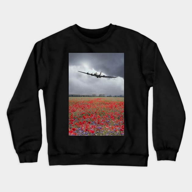 B17 Poppy Pride Crewneck Sweatshirt by aviationart